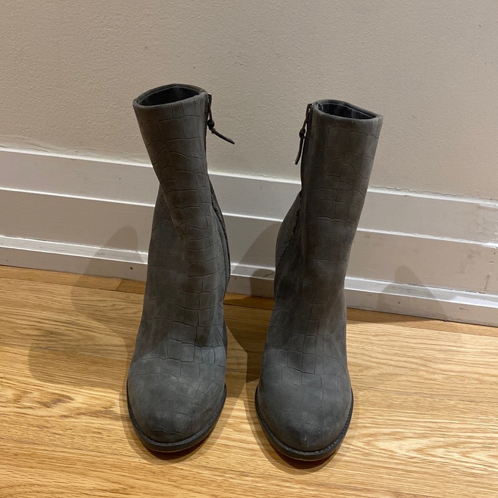 Grey suede snakeskin print Sam Edelman booties